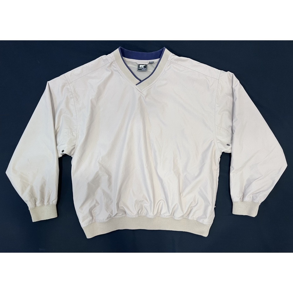 White Bear Microfiber Windshirt Pullover Beige Long Sleeve V-Neck Golf Wind XL